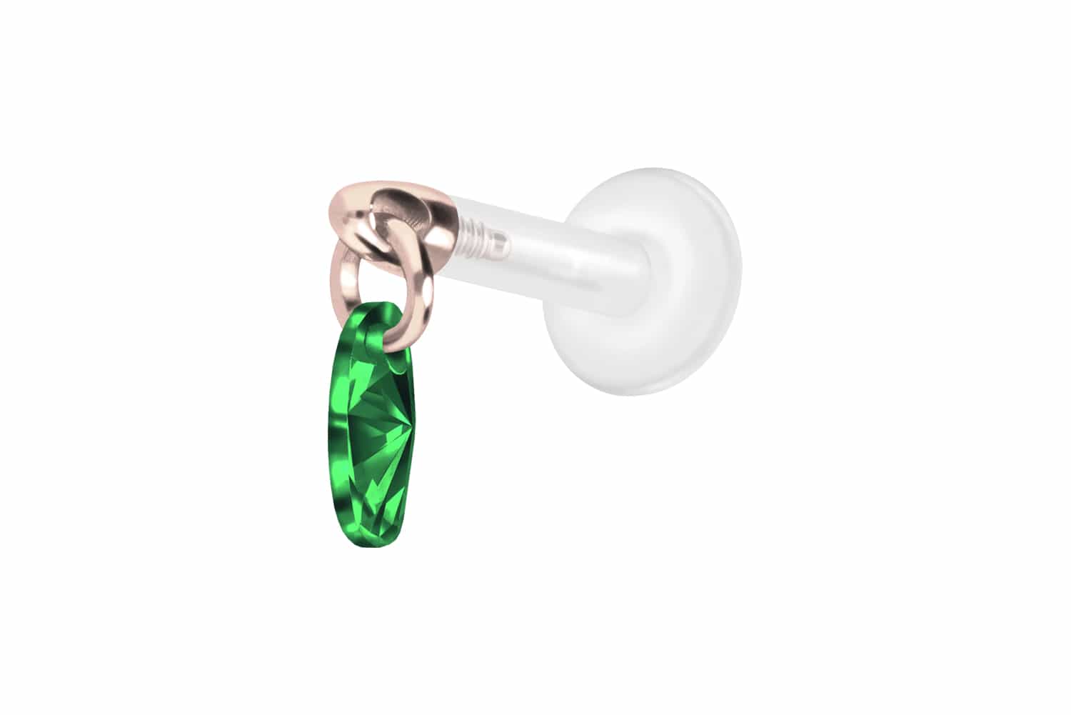 PTFE Labret Piercing mit Innengewinde + Titan-Aufsatz KRISTALLOVAL